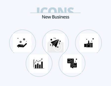 Illustration for New Business Glyph Icon Pack 5 Icon Design. plane . communication . hand. currency - Royalty Free Image