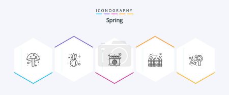 Illustration for Spring 25 Line icon pack including soap. bubbles. easter. blow. hedge - Royalty Free Image