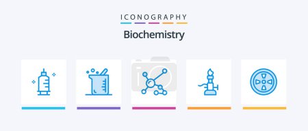 Téléchargez les illustrations : Biochemistry Blue 5 Icon Pack Including torch. light. atom. lab. genetic. Creative Icons Design - en licence libre de droit