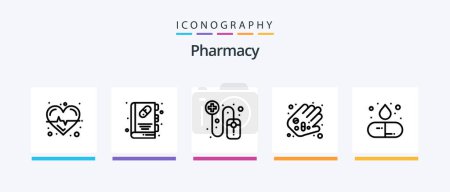 Illustration for Pharmacy Line 5 Icon Pack Including pharmacist. medication. medicine. medicine. drug. Creative Icons Design - Royalty Free Image