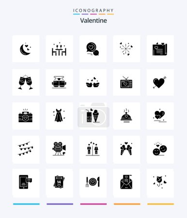Illustration for Creative Valentine 25 Glyph Solid Black icon pack  Such As love. valentines. love. valentine. love - Royalty Free Image