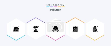 Illustration for Pollution 25 Glyph icon pack including waste. pollution. pollution. gas. pollution - Royalty Free Image