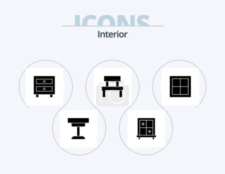 Illustration for Interior Glyph Icon Pack 5 Icon Design. home. park. drawer. interior. furniture - Royalty Free Image
