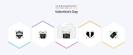 Téléchargez les illustrations : Valentines Day 25 Glyphe icône pack y compris le cœur. coeur. romantique. cassé. romance - en licence libre de droit
