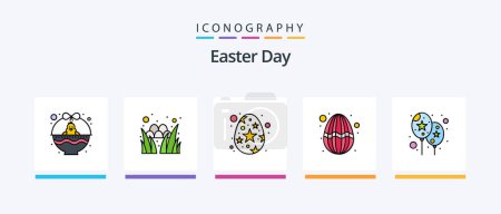 Illustration for Easter Line Filled 5 Icon Pack Including present. jewelry. holidays. cross. necklace. Creative Icons Design - Royalty Free Image
