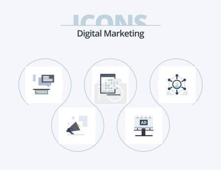 Ilustración de Digital Marketing Flat Icon Pack 5 Icon Design. dot. app. billboard. mobile. chating - Imagen libre de derechos