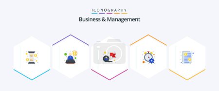 Illustration for Business And Management 25 Flat icon pack including invoice. timer. employee. progress percent. counter - Royalty Free Image