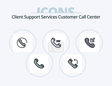 Illustration for Call Line Filled Icon Pack 5 Icon Design. telephone. mobile. phone. mobile. phone - Royalty Free Image
