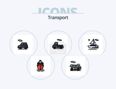 Illustration for Transport Line Filled Icon Pack 5 Icon Design. vehicle. car. electric. auto. transport - Royalty Free Image