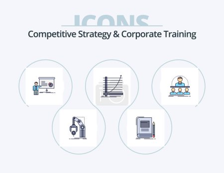 Illustration for Competitive Strategy And Corporate Training Line Filled Icon Pack 5 Icon Design. idea. business. meeting. intent. desire - Royalty Free Image