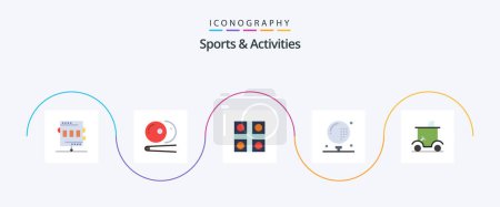 Ilustración de Sports and Activities Flat 5 Icon Pack Including game. athletics. sports. activities. ludo game - Imagen libre de derechos