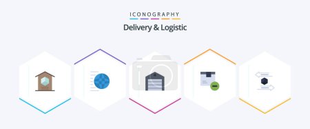 Téléchargez les illustrations : Delivery And Logistic 25 Flat icon pack including delivery. box. shopping. shipping. order - en licence libre de droit