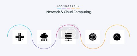 Illustration for Network And Cloud Computing Glyph 5 Icon Pack Including network. technology. data. network. global - Royalty Free Image