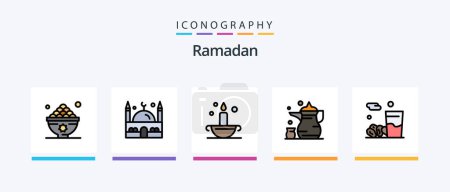 Illustration for Ramadan Line Filled 5 Icon Pack Including religious. minaret . islam . ramadan. Creative Icons Design - Royalty Free Image