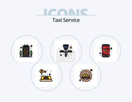 Ilustración de Línea de servicio de taxi llenado Icon Pack 5 Icon Design. crédito. atm. seguro de automóvil. Camino. pin - Imagen libre de derechos