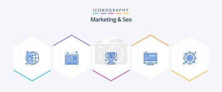 Illustration for Marketing And Seo 25 Blue icon pack including . strategy. winner. seo. account - Royalty Free Image
