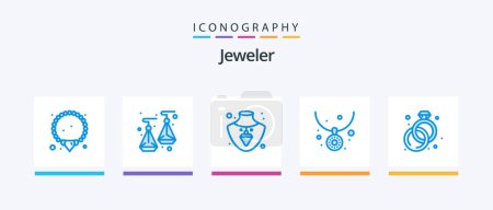 Illustration for Jewellery Blue 5 Icon Pack Including . ring. gold. jewelry. necklace. Creative Icons Design - Royalty Free Image