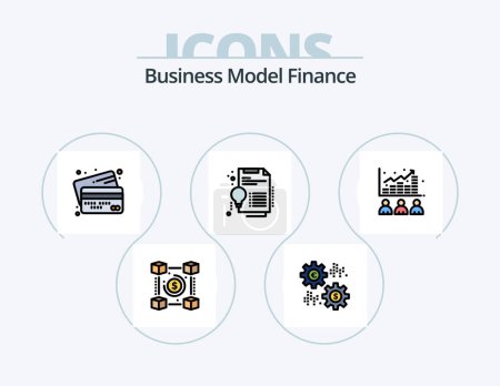 Illustration for Finance Line Filled Icon Pack 5 Icon Design. costs. portfolio. transaction. equity. solution - Royalty Free Image
