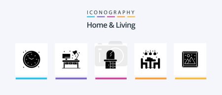 Illustration for Home And Living Glyph 5 Icon Pack Including living. image. home. dinner. living. Creative Icons Design - Royalty Free Image