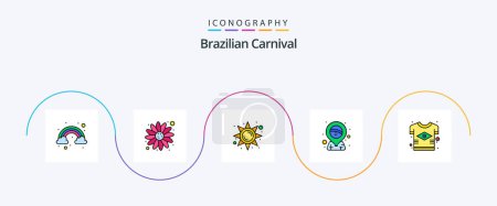 Illustration for Brazilian Carnival Line Filled Flat 5 Icon Pack Including flag. brazilian. sun. brazil. pin - Royalty Free Image