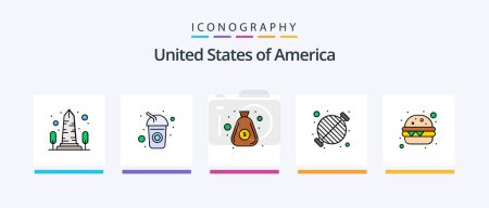 Illustration for Usa Line Filled 5 Icon Pack Including animal. sign. american. star. shield. Creative Icons Design - Royalty Free Image
