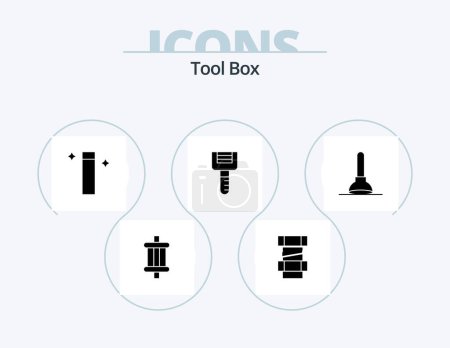 Illustration for Tools Glyph Icon Pack 5 Icon Design. . toilet. wand. plunger. peeler - Royalty Free Image