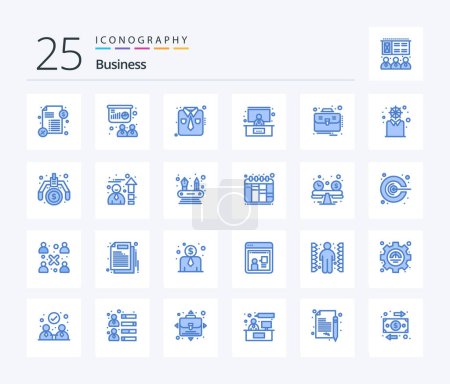 Pack icône Business 25 Blue Color comprenant valise. les affaires. mode. les affaires. présentation