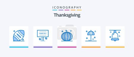 Illustration for Thanksgiving Blue 5 Icon Pack Including umbrella. safety. thanks. protection. harvest. Creative Icons Design - Royalty Free Image