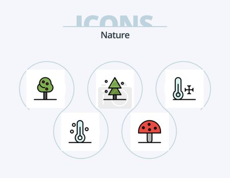 Ilustración de Nature Line Filled Icon Pack 5 Icon Design. night stars. nature. nature. peak. mountain - Imagen libre de derechos
