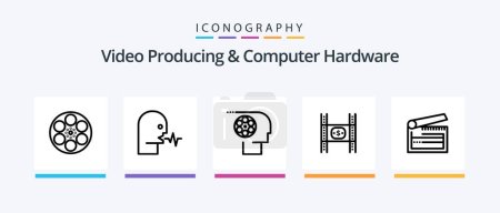 Illustration for Video Producing And Computer Hardware Line 5 Icon Pack Including money. costs. statue. budget. studio. Creative Icons Design - Royalty Free Image