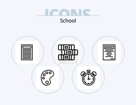 Téléchargez les illustrations : Icône de ligne d'école Pack 5 Icône Design. . . chapeau de fin d'études. à l'école. éducation - en licence libre de droit