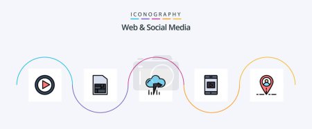 Téléchargez les illustrations : Web And Social Media Line Filled Flat 5 Icon Pack Including . left. user. location - en licence libre de droit