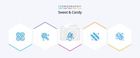 Illustration for Sweet And Candy 25 Blue icon pack including . . dessert. marshmallow. camping - Royalty Free Image