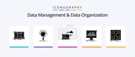 Téléchargez les illustrations : Data Management And Data Organization Glyph 5 Icon Pack Including dashboard. analytics. process. arrows. data. Creative Icons Design - en licence libre de droit
