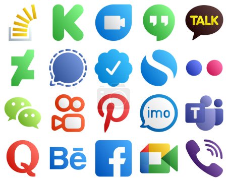 Ilustración de 20 Elegante gradiente Iconos de medios sociales como wechat. flickr. kakao hablar e iconos simples. Profesional y limpio - Imagen libre de derechos