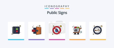Illustration for Public Signs Line Filled 5 Icon Pack Including weather. rain. no. photography. Creative Icons Design - Royalty Free Image