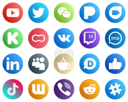 Illustration for All in One Social Media Icon Set 20 icons such as video. imo. kickstarter. twitch and women icons. High quality and modern - Royalty Free Image