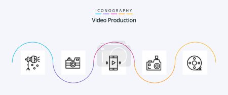 Téléchargez les illustrations : Video Production Line 5 Icon Pack Including flash photography. camera. retro camera. volume. open volume - en licence libre de droit
