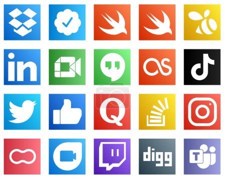 Ilustración de 20 Iconos modernos de medios sociales como tweet. iconos de china y douyin. Atractivo y editable - Imagen libre de derechos