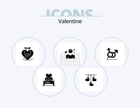 Illustration for Valentine Glyph Icon Pack 5 Icon Design. love. valentines. day. valentine. love - Royalty Free Image