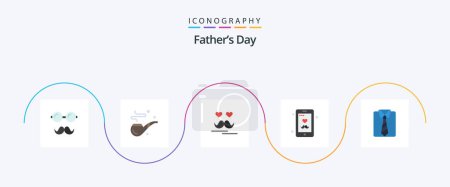 Illustration for Fathers Day Flat 5 Icon Pack Including dad. mobile. celebrate. fathers day. dad - Royalty Free Image