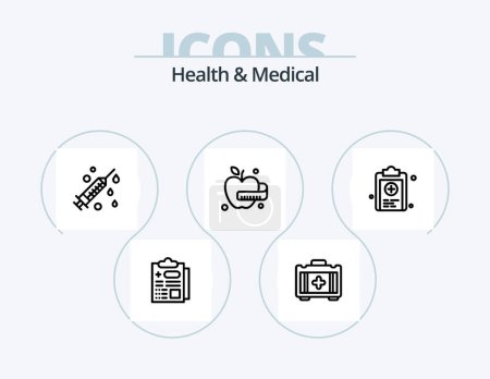 Téléchargez les illustrations : Health And Medical Line Icon Pack 5 Icon Design. test. medical. medical. clipboard. droop - en licence libre de droit
