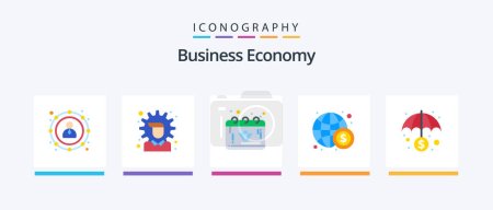 Ilustración de Economy Flat 5 Icon Pack Incluye banca. finanzas. Banca. economía. Dinero. Diseño de iconos creativos - Imagen libre de derechos