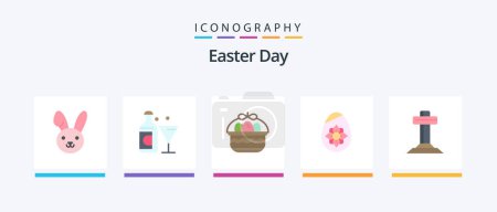 Téléchargez les illustrations : Easter Flat 5 Icon Pack Including cross. celebration. easter. egg. easter. Creative Icons Design - en licence libre de droit