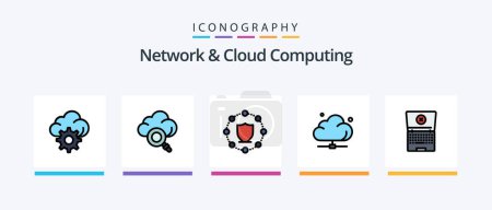 Illustration for Network And Cloud Computing Line Filled 5 Icon Pack Including . technology. storage. alert. hard drive disk. Creative Icons Design - Royalty Free Image