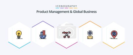 Ilustración de Product Managment And Global Business 25 FilledLine icon pack including forum. modern. business. management. business - Imagen libre de derechos