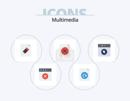 Ilustración de Multimedia Flat Icon Pack 5 Icon Design. .. .. lápiz. Búsqueda. aplicación - Imagen libre de derechos