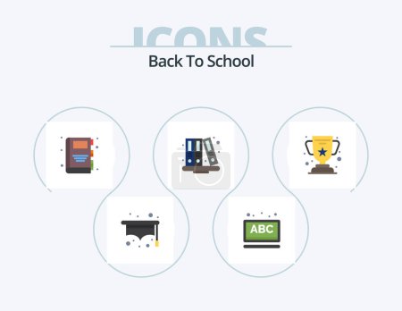Illustration for Back To School Flat Icon Pack 5 Icon Design. education. cup. e book. achievement. education - Royalty Free Image