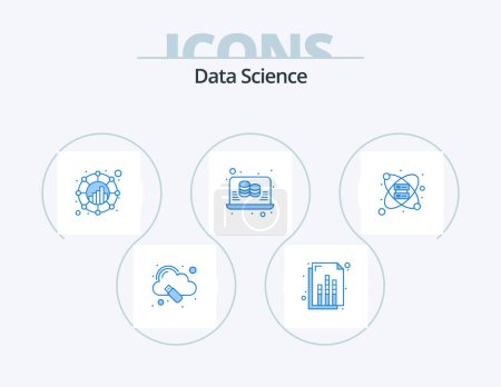 Téléchargez les illustrations : Data Science Blue Icon Pack 5 Icon Design. rack. science. communication. report. data - en licence libre de droit
