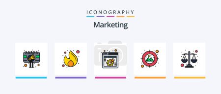 Illustration for Marketing Line Filled 5 Icon Pack Including watch. events. seo. calendar. fast. Creative Icons Design - Royalty Free Image